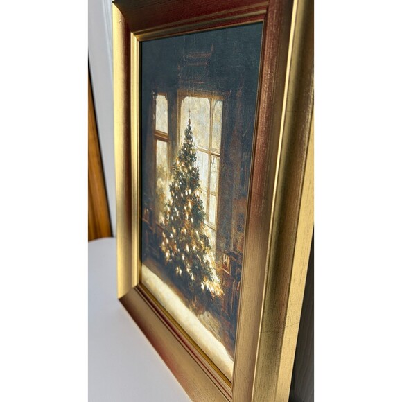 Petal Lane Home Framed Christmas Tree Wall Art Gold Frame Holiday Print - Picture 5 of 11